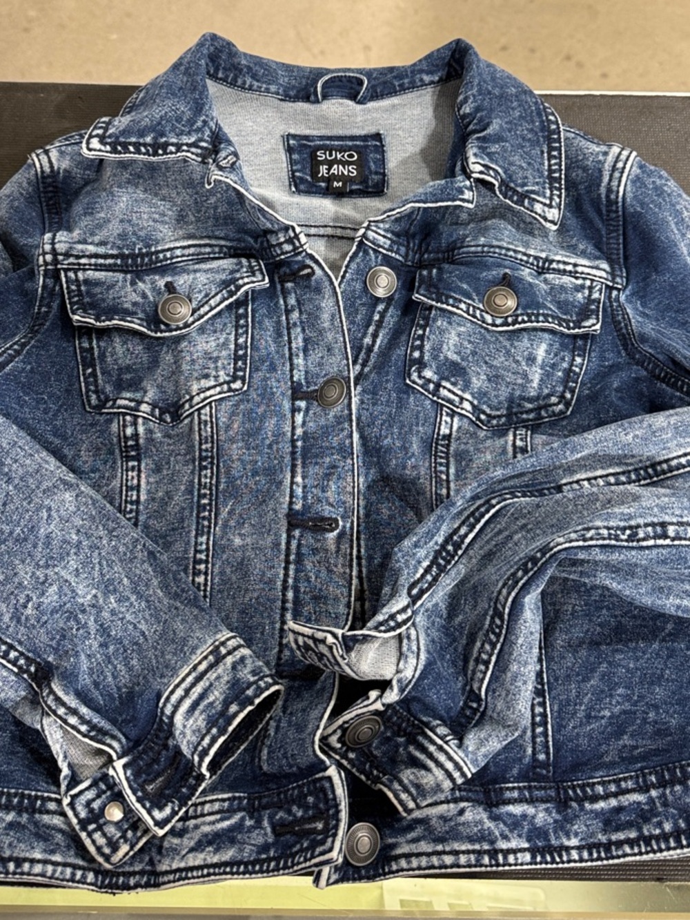 Suko Jeans Women's Acid-Wash Blue Denim Jacket